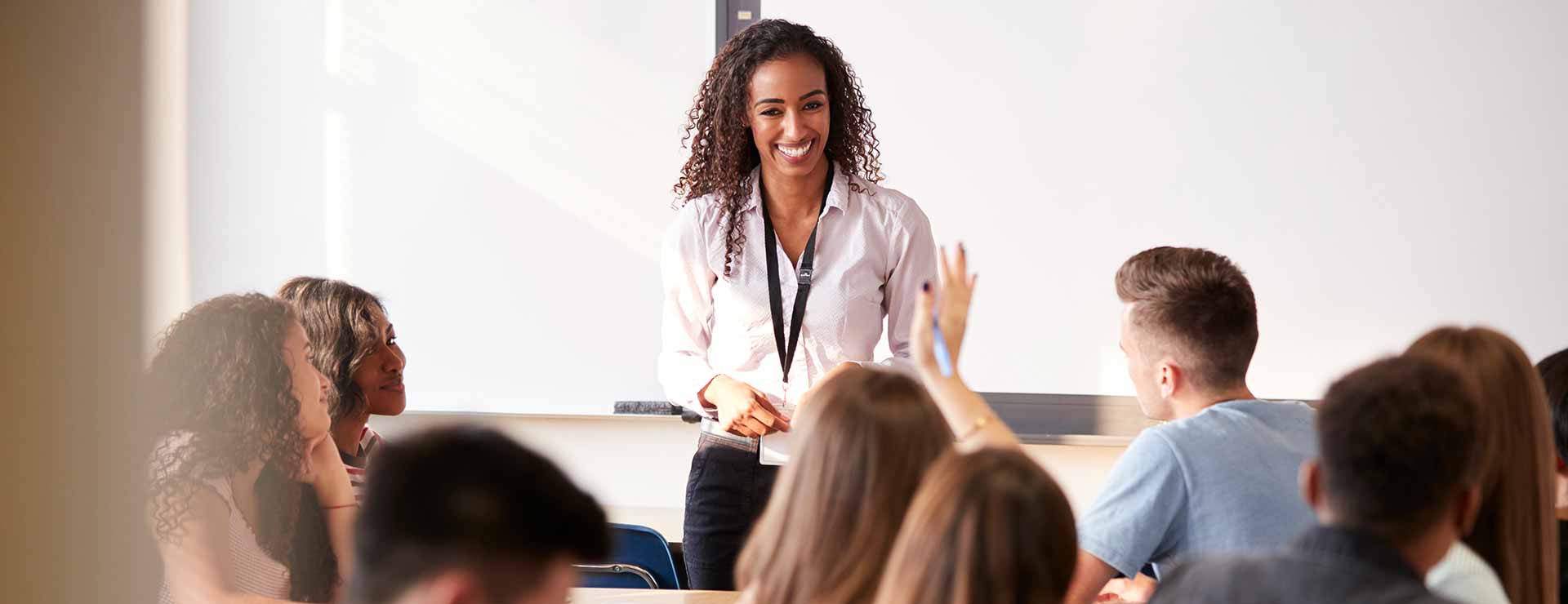 A teacher in front of the class