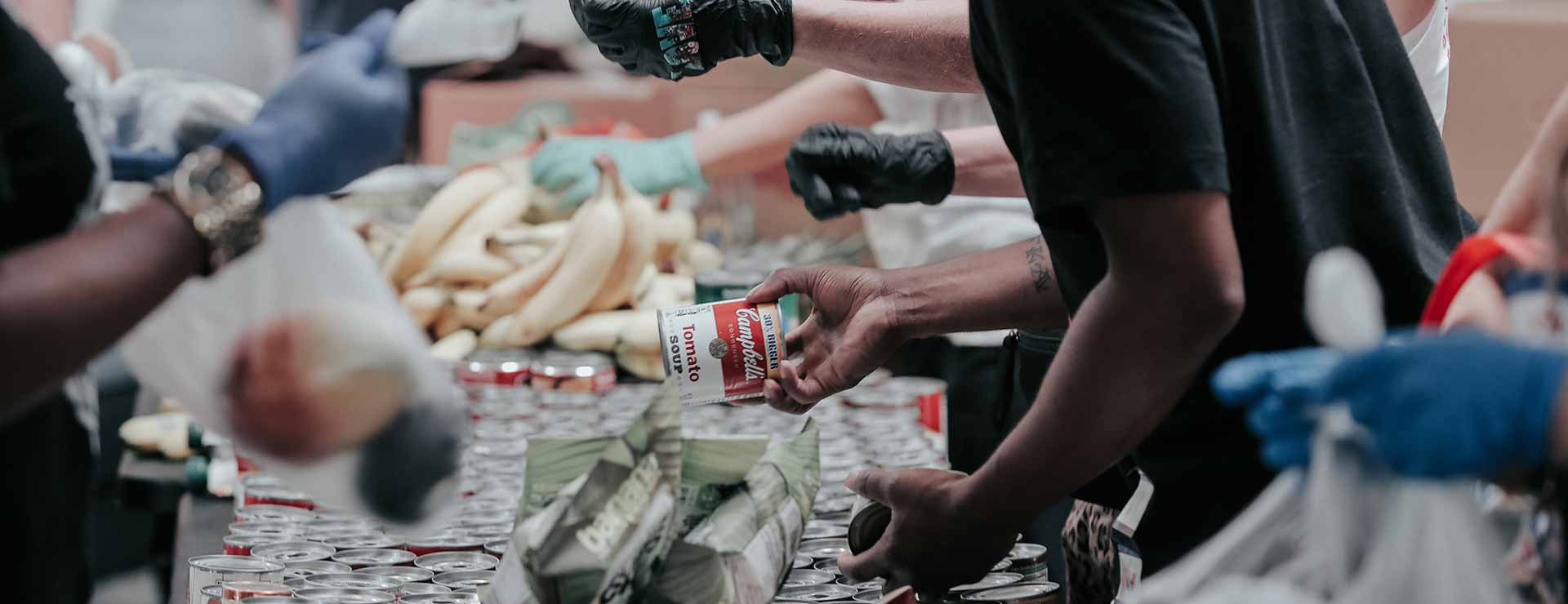 Volunteers working at a food bank.